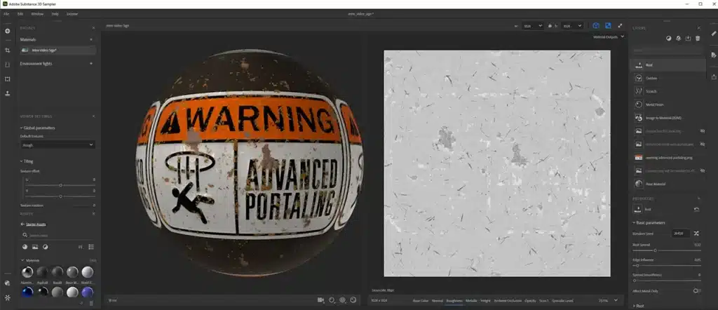 Adobe 3D Substance Sampler에 내장된 실제와 같은 텍스처.