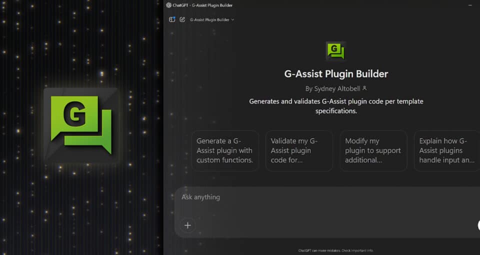 G-Assist 플러그인 빌더를 통해 GeForce RTX AI PC에서 나만의 AI 커스터마이징하세요.