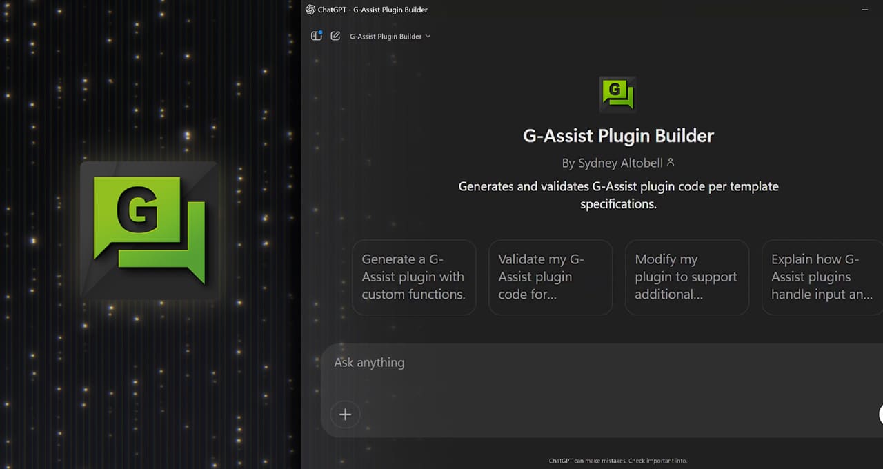 G-Assist 플러그인 빌더를 통해 GeForce RTX AI PC에서 나만의 AI 커스터마이징하세요.